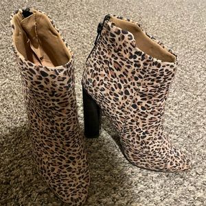 Cheetah print booties
